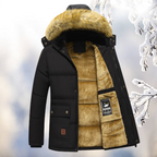 Women's Windproof Parka Black Cotton-Polyester Blend - 1