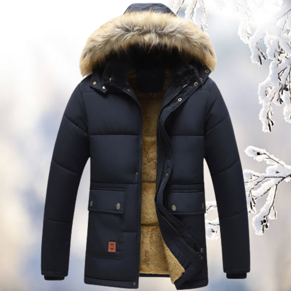 Women's Windproof Parka Black Cotton-Polyester Blend - 2