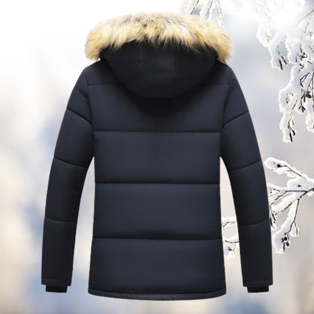 Women's Windproof Parka Black Cotton-Polyester Blend - 3
