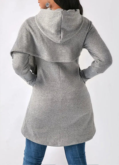 Women's Hoodie Gray Cotton Polyester - 2