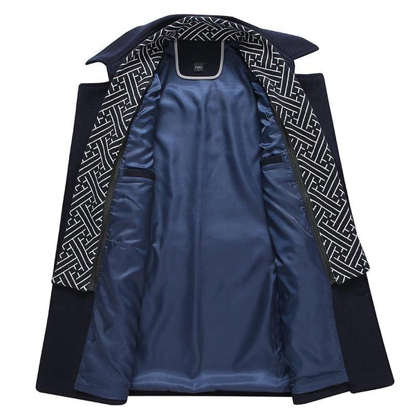 Women's Winter Coat Black Wool Blend with Detachable Collar - 2