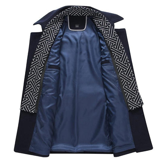 Women's Winter Coat Black Wool Blend with Detachable Collar - 2