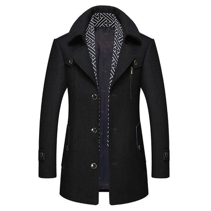 Women's Winter Coat Black Wool Blend with Detachable Collar - 6
