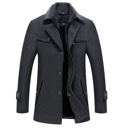 Men's Overcoat Black Wool Blend - Elegant Winter Coat for Chilly Weather - 5