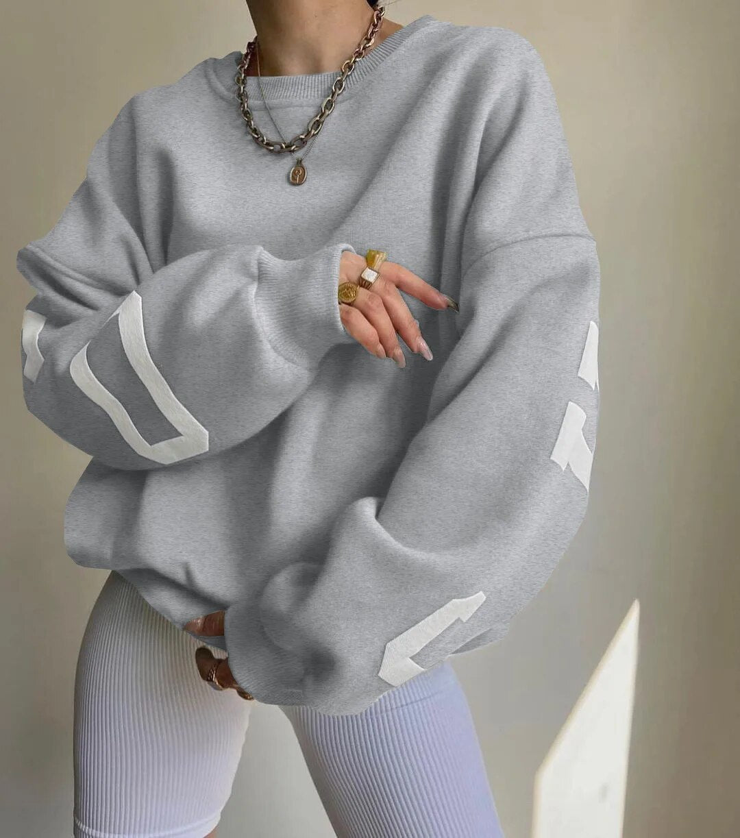 Women's Hoodie Grey Fleece Casual Sweatshirt for Women - 2