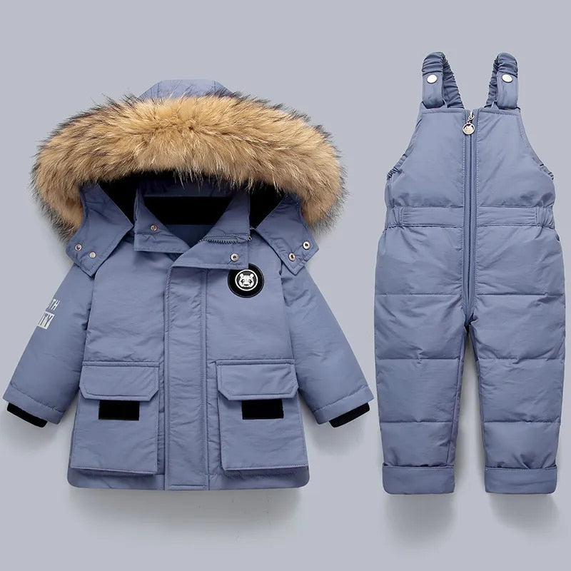 Children's Coat and Overalls Blue Cotton - 6