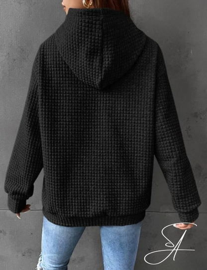 Women's Oversized Hoodie Gray Cotton Casual Sweatshirt - 2