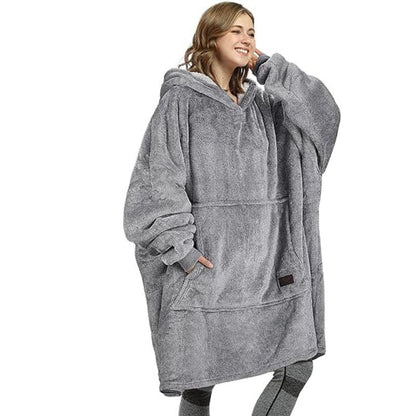 Women's Oversized Hoodie Grey Fleece - 13