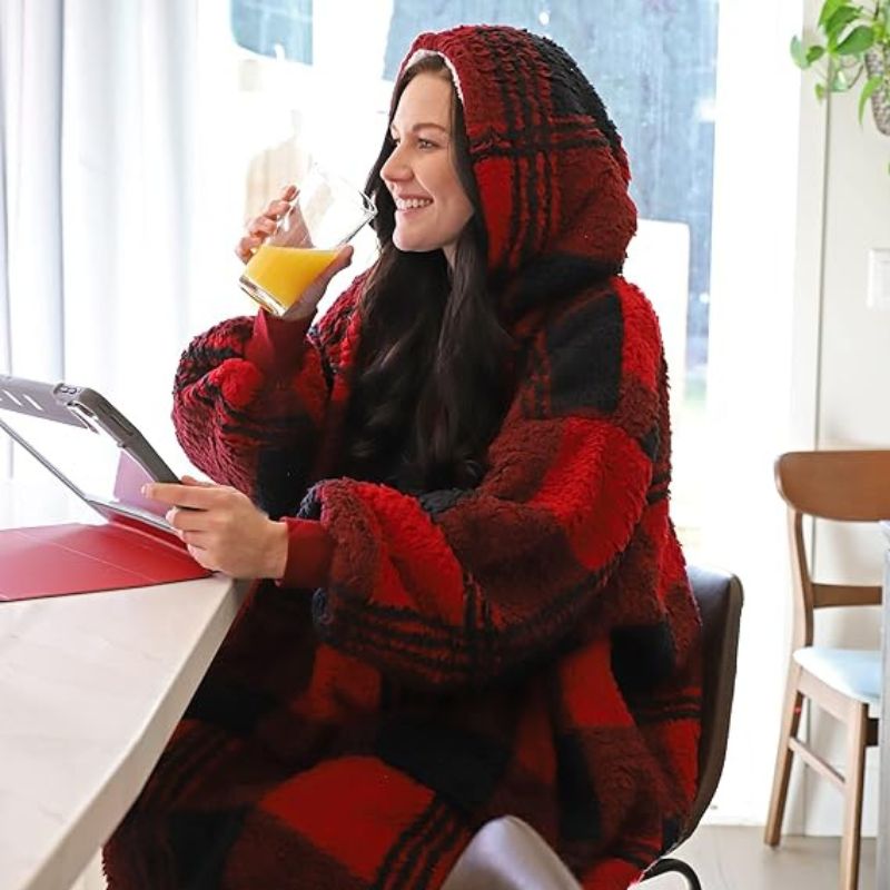 Women's Oversized Hoodie Grey Fleece - 5