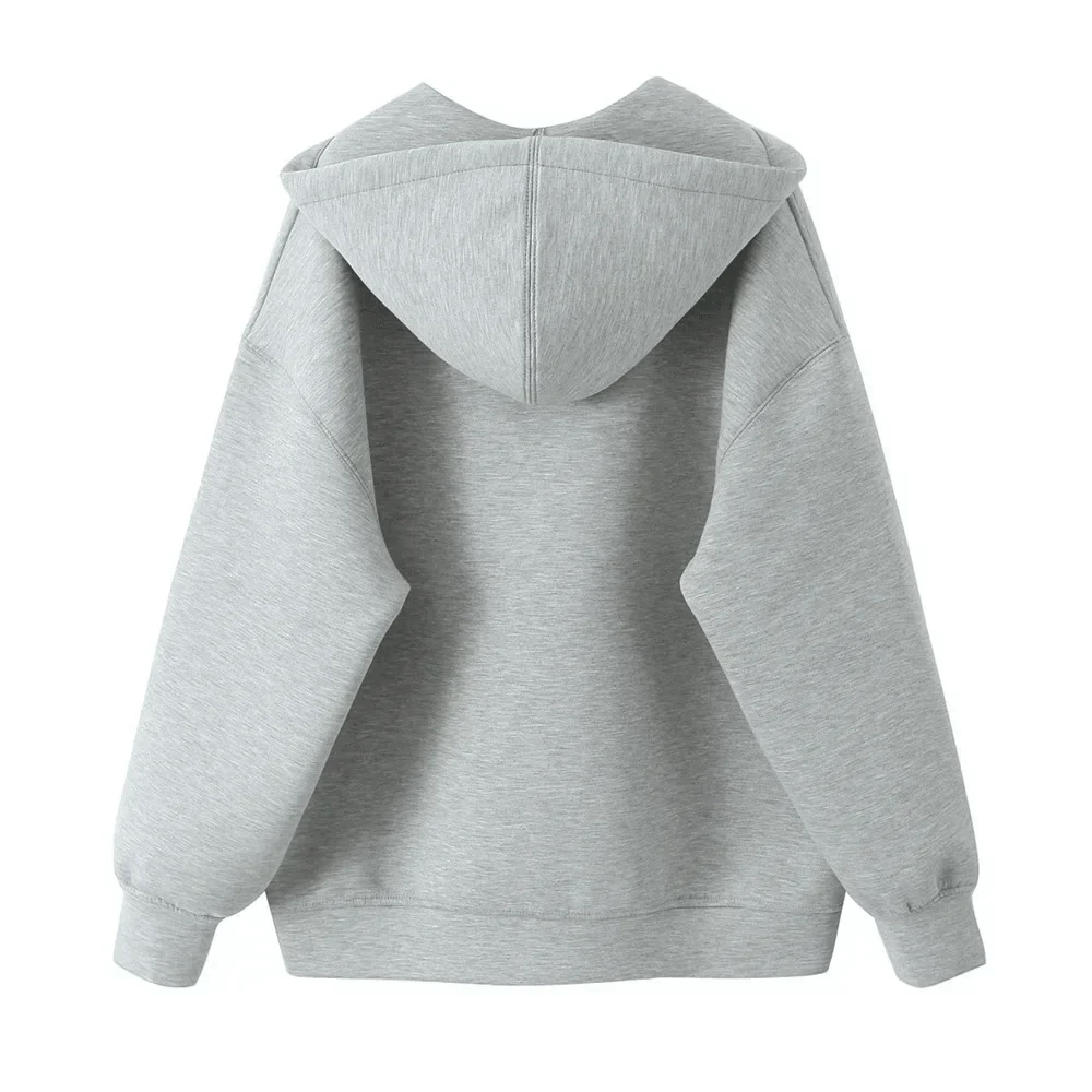 Women's Hooded Vest Grey Cotton-Polyester Blend - 3