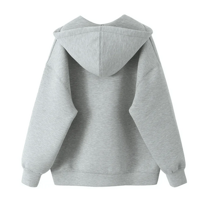 Women's Hooded Vest Grey Cotton-Polyester Blend - 3