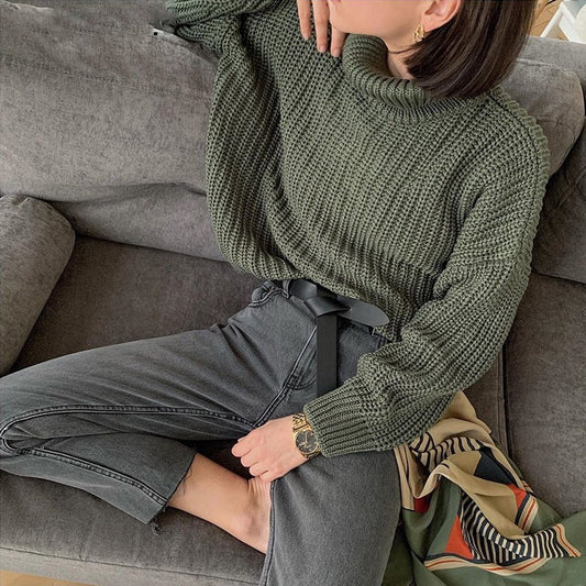Warm and Chic Turtle Neck Knitted Pullover Sweaters 0