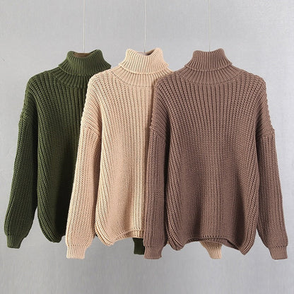 Warm and Chic Turtle Neck Knitted Pullover Sweaters 3