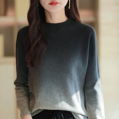 Warm and Trendy Ombre Wool Sweater for Women with Long Sleeves 3