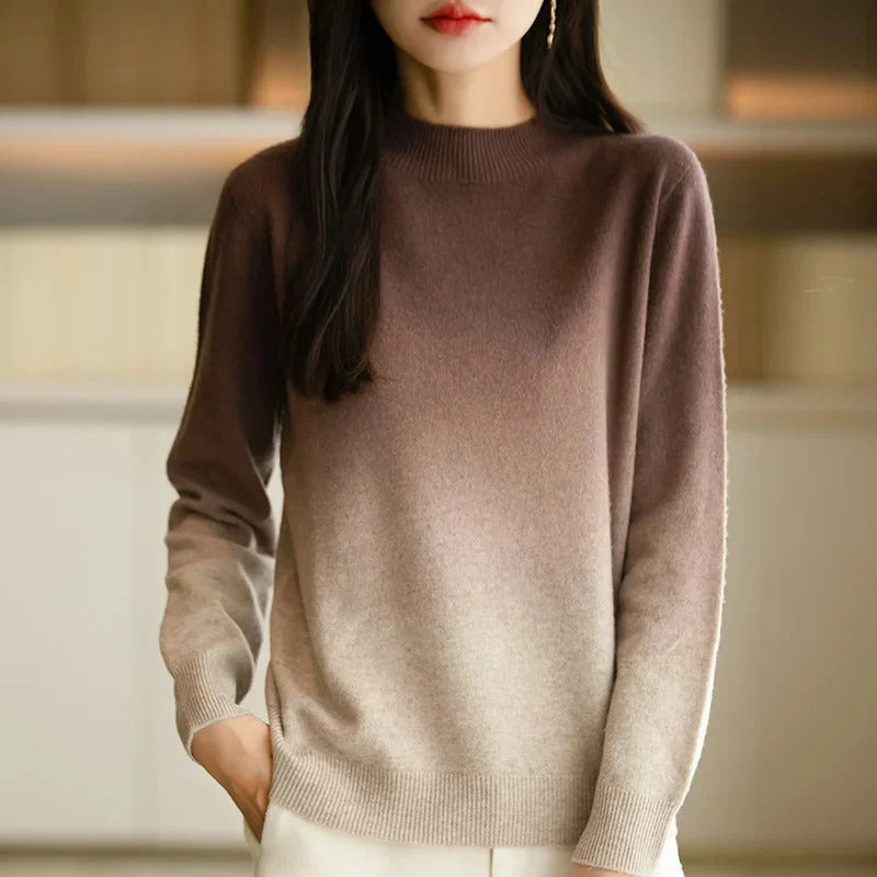 Warm and Trendy Ombre Wool Sweater for Women with Long Sleeves 5