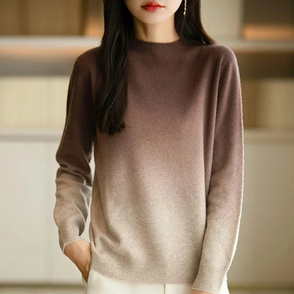 Warm and Trendy Ombre Wool Sweater for Women with Long Sleeves 5