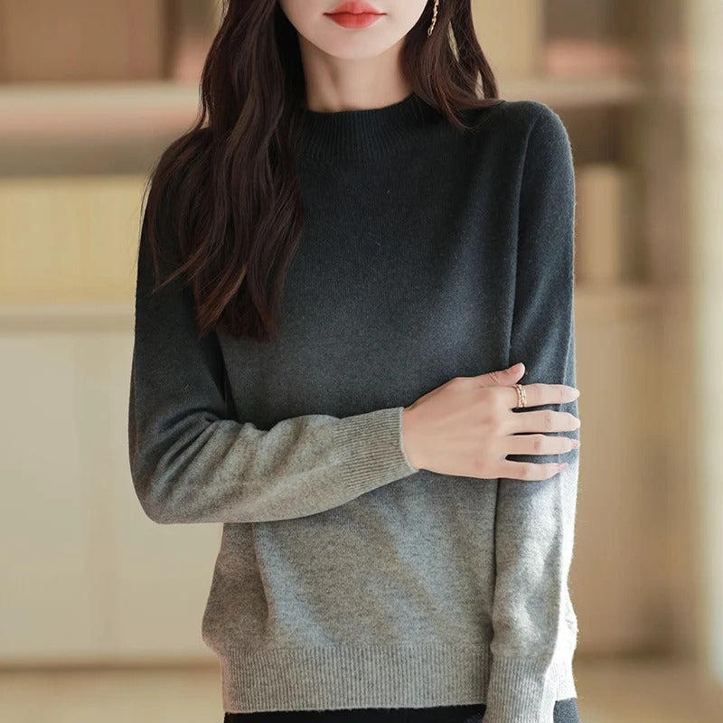 Warm and Trendy Ombre Wool Sweater for Women with Long Sleeves 8