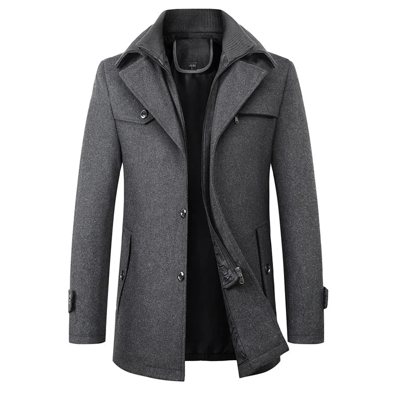 Men's Winter Coat Black Waterproof Durable Fabric - 2