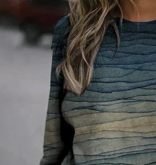Women's Wave-Print Crew-Neck Sweatshirt in Multicolor – Product view | Hensley London