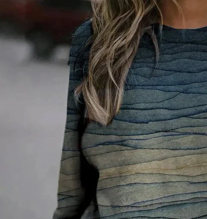 Women's Wave-Print Crew-Neck Sweatshirt in Multicolor – Product view | Hensley London