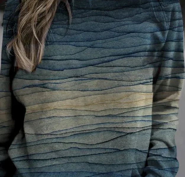 Women's Wave-Print Crew-Neck Sweatshirt in Multicolor – Product view | Hensley London