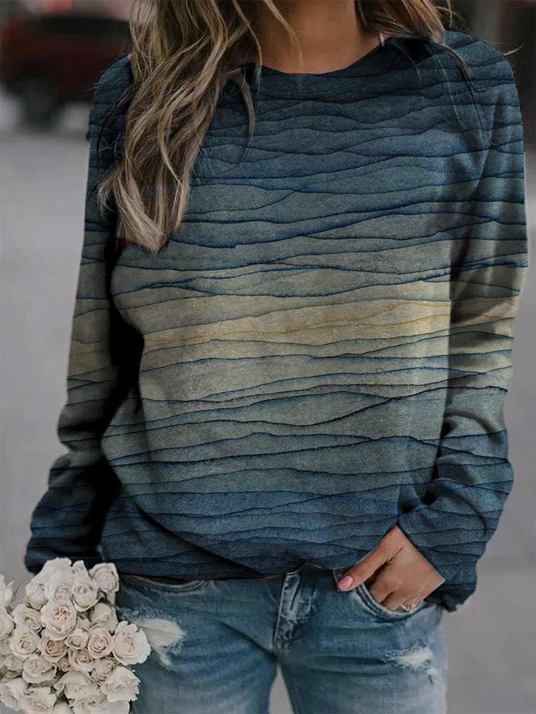 Women's Wave-Print Crew-Neck Sweatshirt in Multicolor – Product view | Hensley London