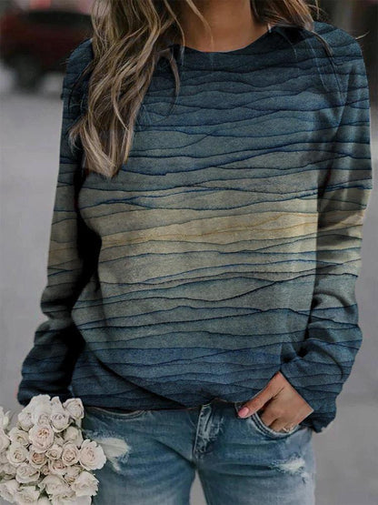 Women's Wave-Print Crew-Neck Sweatshirt in Multicolor – Product view | Hensley London