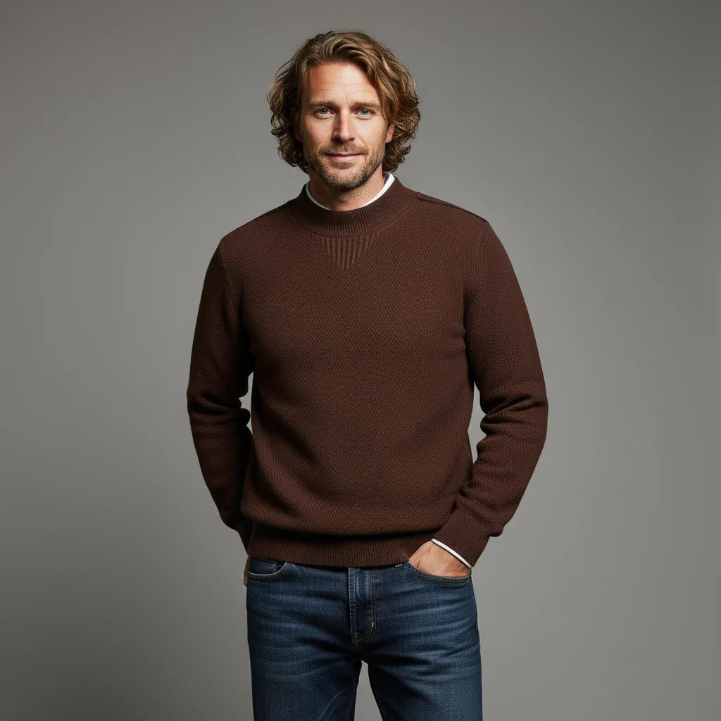 Men's Textured Crew-Neck Sweater – product view | Hensley London