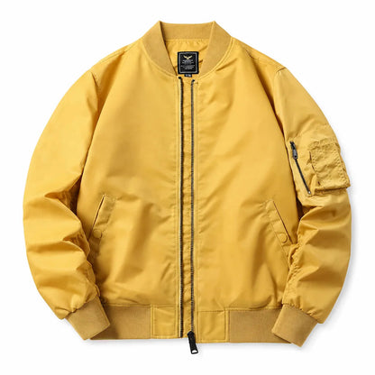 Men's MA-1 Ribbed Bomber Jacket in Gray – front view | Hensley London