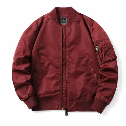 Men's MA-1 Ribbed Bomber Jacket in Green – front view | Hensley London
