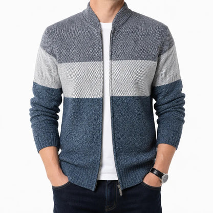 Men's Colorblock Knit Jacket – product view 2 | Hensley London