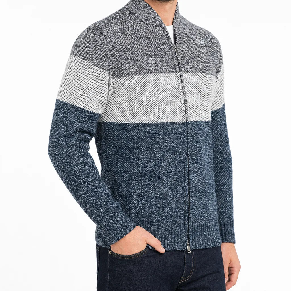 Men's Colorblock Knit Jacket – product view 3 | Hensley London