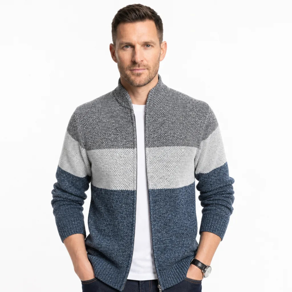Men's Colorblock Knit Jacket – product view 4 | Hensley London