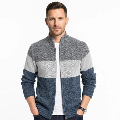 Men's Colorblock Knit Jacket – product view 4 | Hensley London