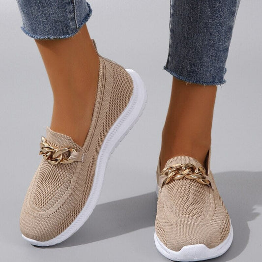 White Chunky Sneakers for Women with Breathable Mesh and Chain Design – Stylish Casual Footwear 0