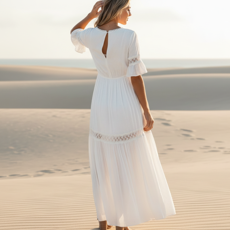 Willa White Maxi Dress | Plus Size, Bohemian Lace for Wedding Guests - Image 3