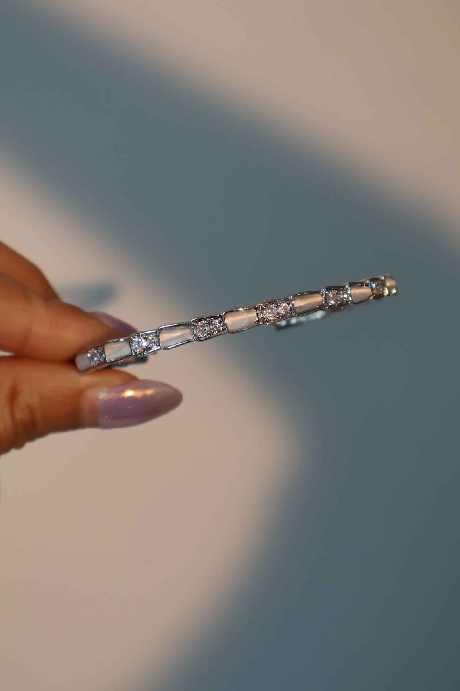 Unisex Bracelet White Opal Zirconia Silver Plated - 1