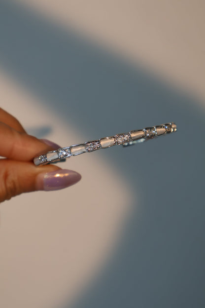 Unisex Bracelet White Opal Zirconia Silver Plated - 1