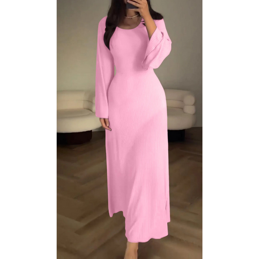 Women's Maxi Dress Black Acrylic Knit-2