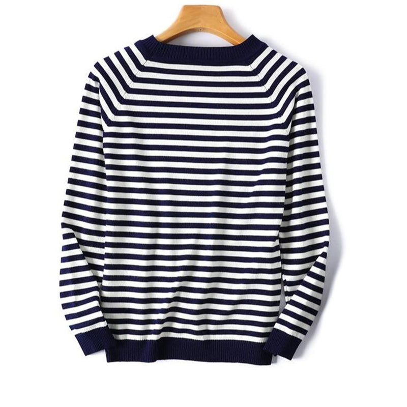 Winter Fashion Striped Pattern Knitted Long Sleeve Pullover Sweaters 13