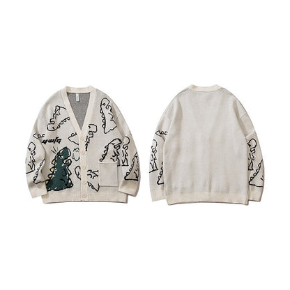 Winter Loose Dinosaur Pattern Knitted Sweaters 11