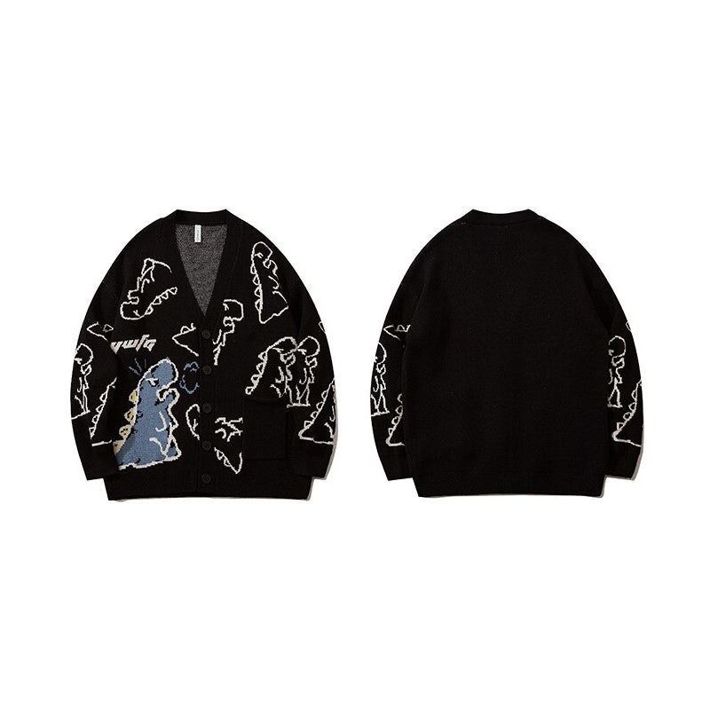 Winter Loose Dinosaur Pattern Knitted Sweaters 12