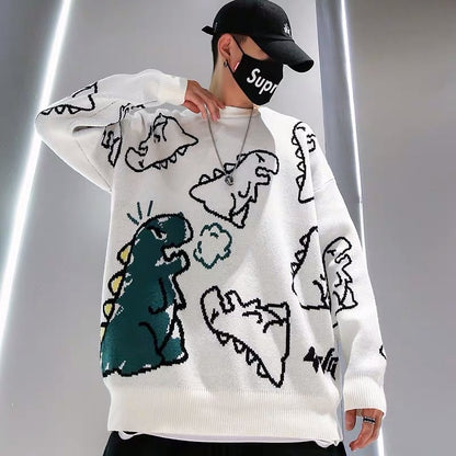 Winter Loose Dinosaur Pattern Knitted Sweaters 13