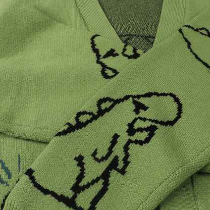 Winter Loose Dinosaur Pattern Knitted Sweaters 2