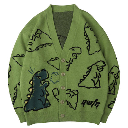 Winter Loose Dinosaur Pattern Knitted Sweaters 3