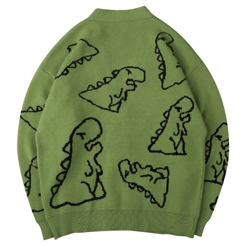 Winter Loose Dinosaur Pattern Knitted Sweaters 4