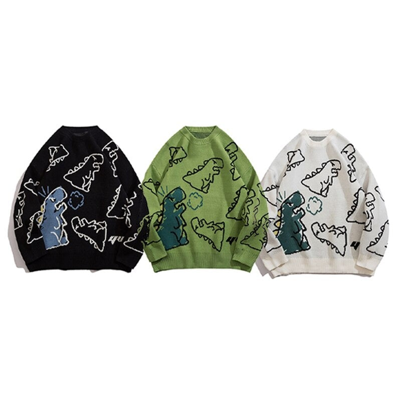 Winter Loose Dinosaur Pattern Knitted Sweaters 5