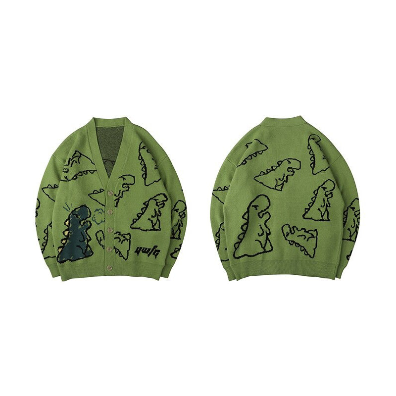 Winter Loose Dinosaur Pattern Knitted Sweaters 9