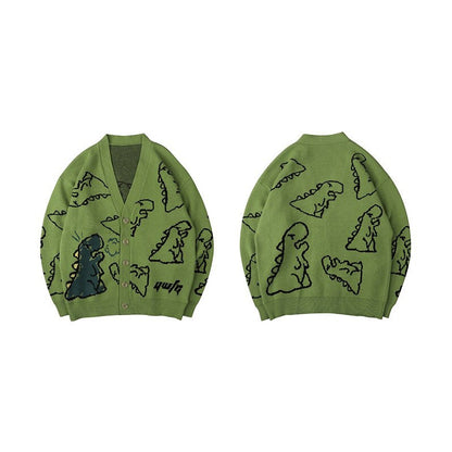 Winter Loose Dinosaur Pattern Knitted Sweaters 9
