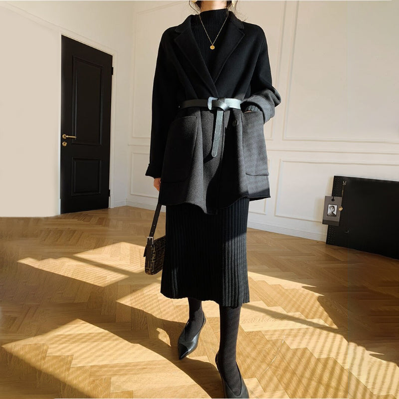 Winter Thick and Straight  Knitted Turtleneck Pullover Maxi Sweater Dresses 5